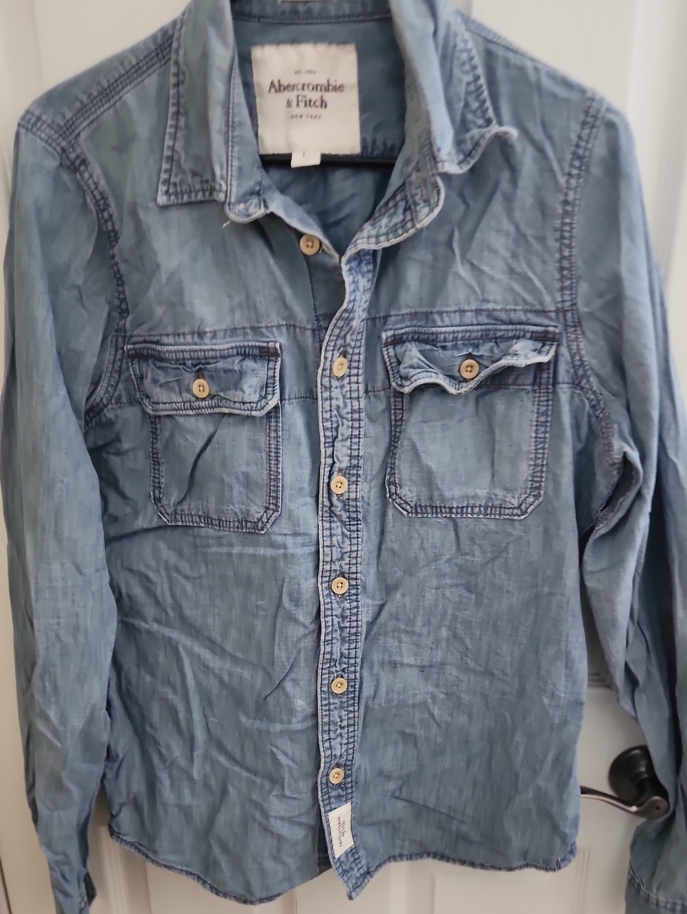 Abercrombie & Fitch Light Blue Denim Button-Down Shirt